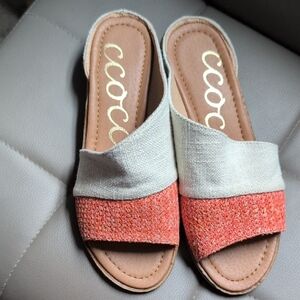 CCOCCI Coral and Cream Slide Sandals
